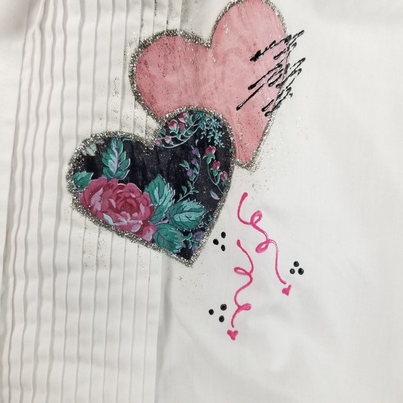 Vintage 90s Tuxedo Shirt Chaplin White Hearts Embellishment Womens Size 2X /3X - Picture 13 of 16